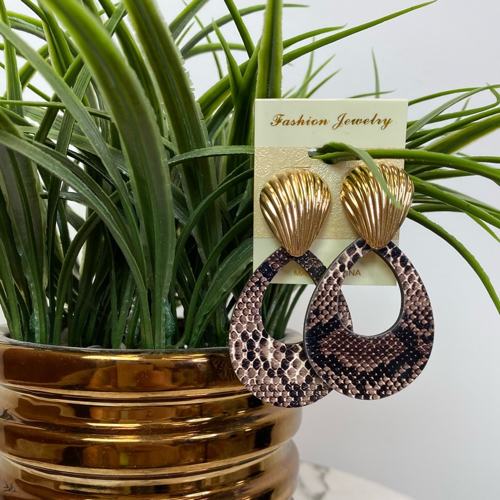 ‼️ Fashion Snake Print Python Drop Earring Jewelry